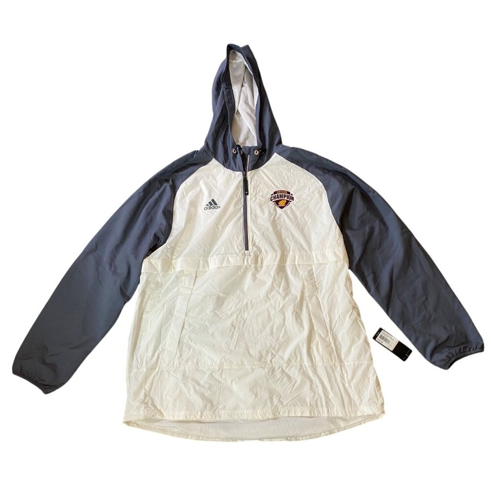 NWT Adidas Anorak Jacket White Hooded Pullover Windbreaker Central 2XL